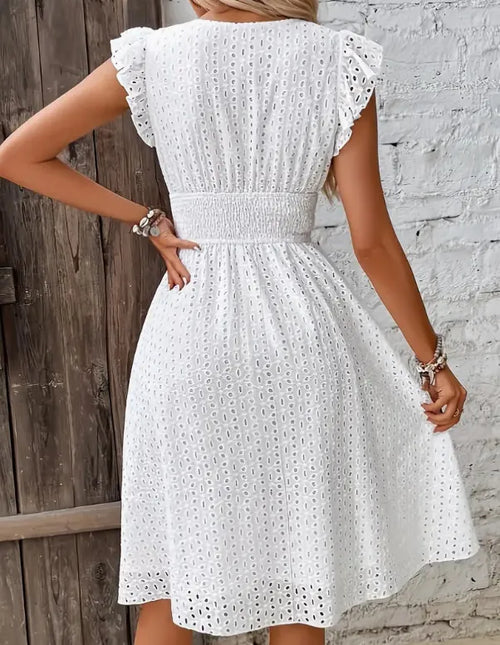 Amelia Broderie Flutter Sleeve Midi Dress