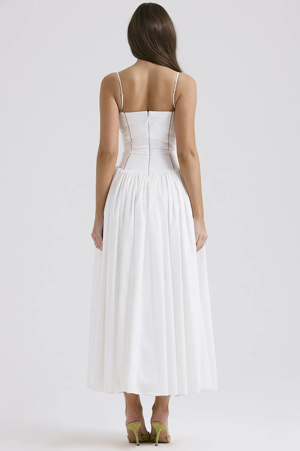 Celeste Corset Midi Dress - White