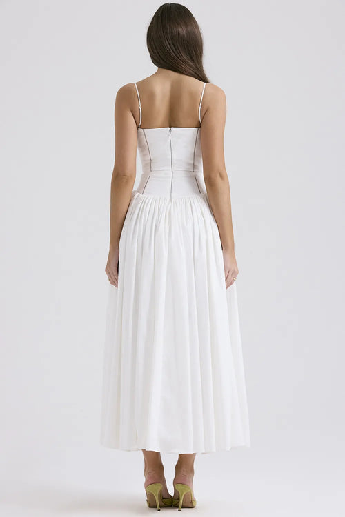 Celeste Corset Midi Dress - White