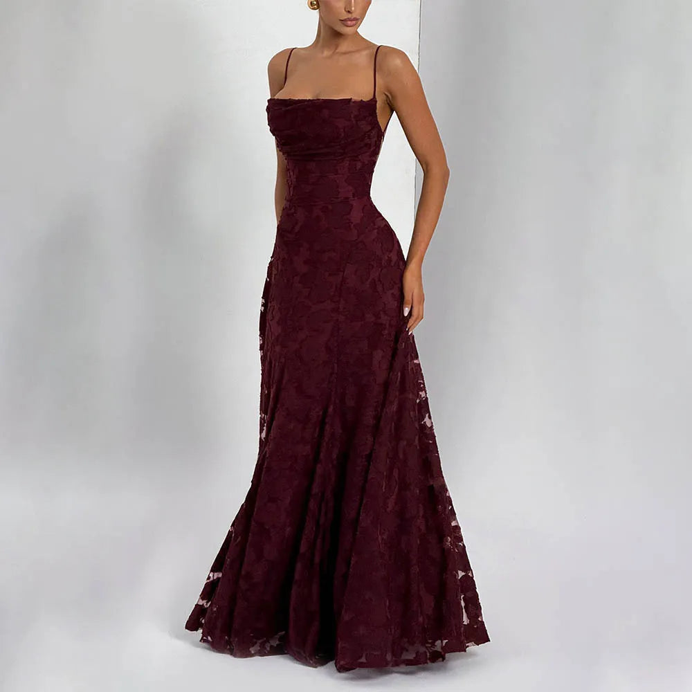 Midnight Bloom Lace Maxi Dress