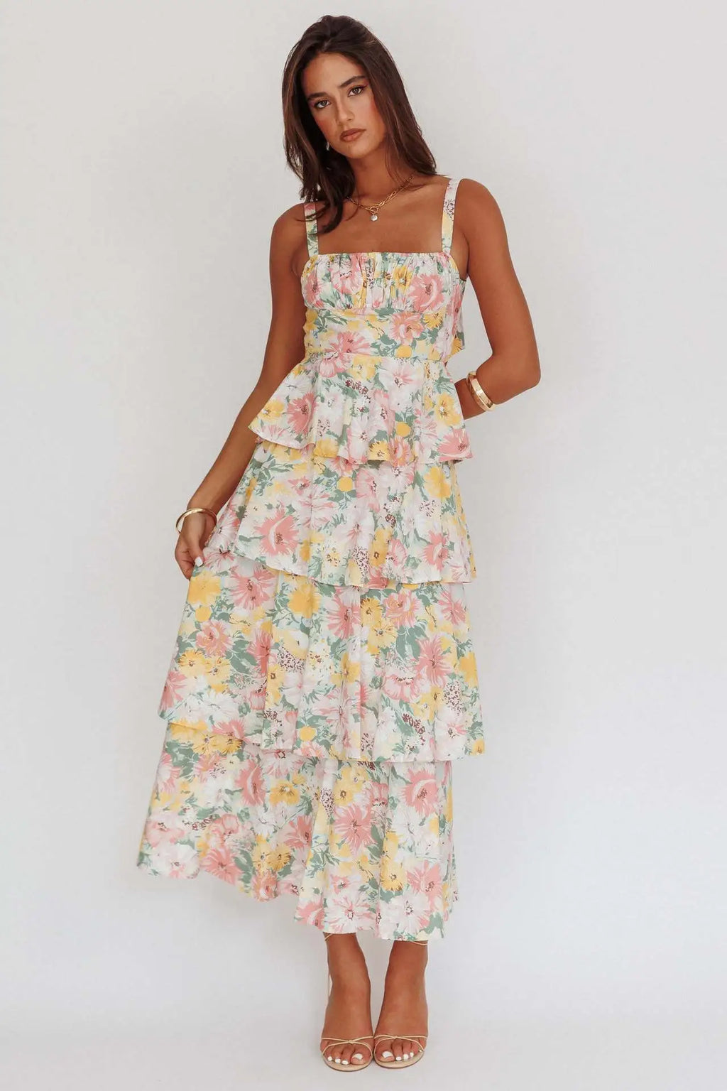 Summer Bloom Tiered Maxi Dress - Violet