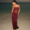 Celeste Lace Panel Maxi Dress - Burgundy