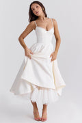 Waistband Sexy Space Girl Midi Dress - White