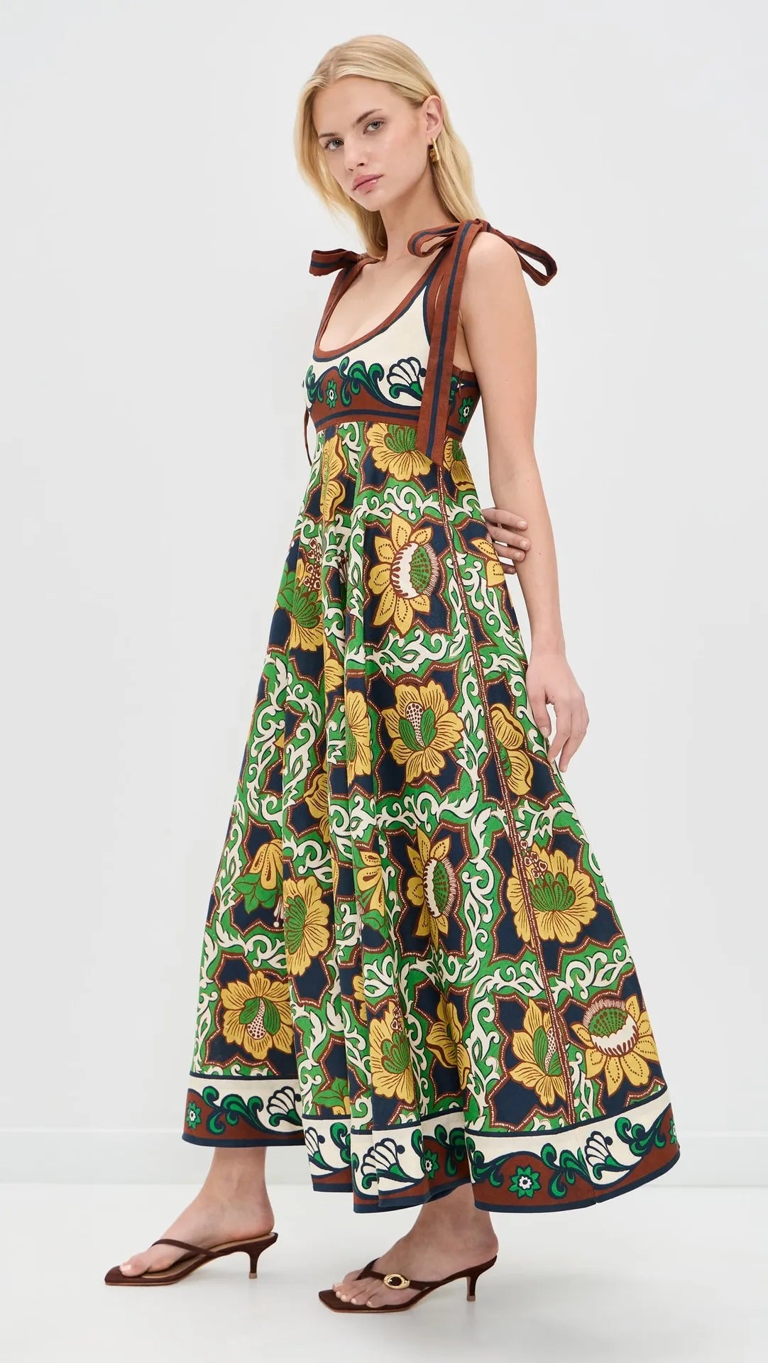 Verdant Bloom Printed Maxi Dress