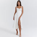 Rosalie Floral Corset Midi Dress - White