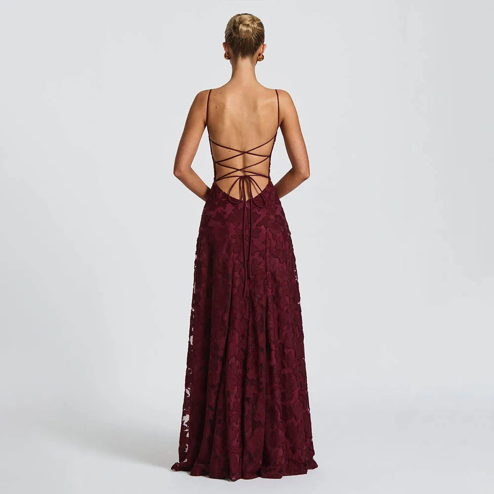 Midnight Bloom Lace Maxi Dress