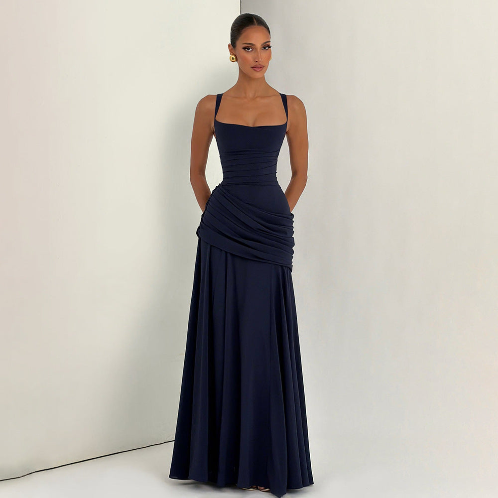Midnight Romance Strapless Satin Maxi Dress