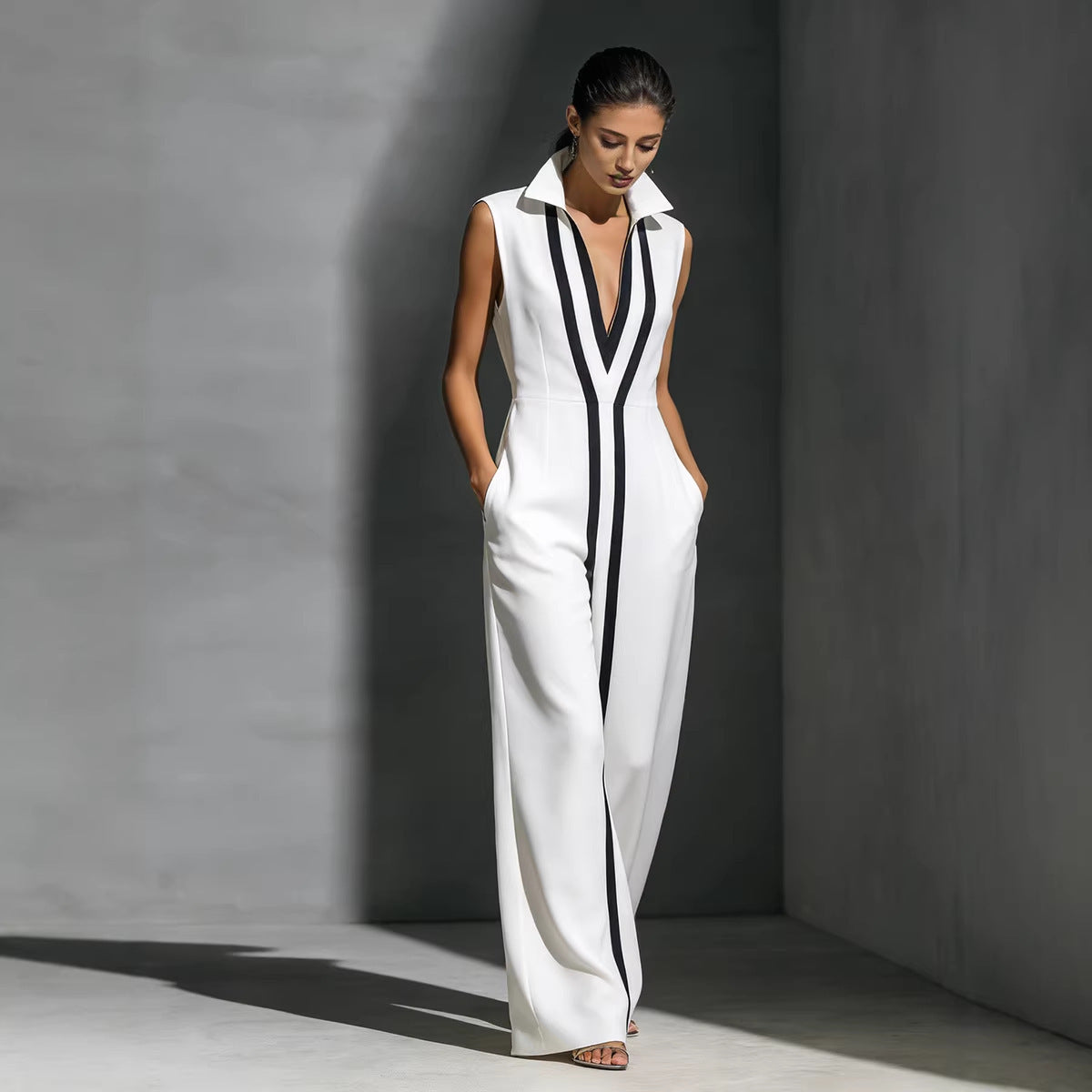 Monroe Contrast Trim Wide-Leg Jumpsuit