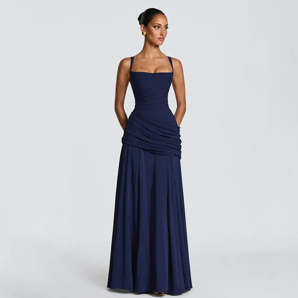 Midnight Romance Strapless Satin Maxi Dress