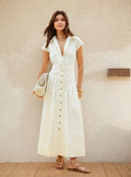 Santorini Breeze Belted Maxi Dress