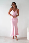 Rosalie Satin Slip Maxi Dress - Blush Pink