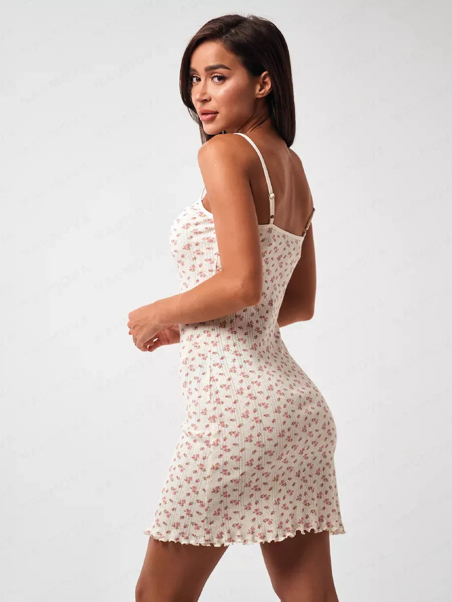 Sweet Bloom Ribbed Floral Mini Dress