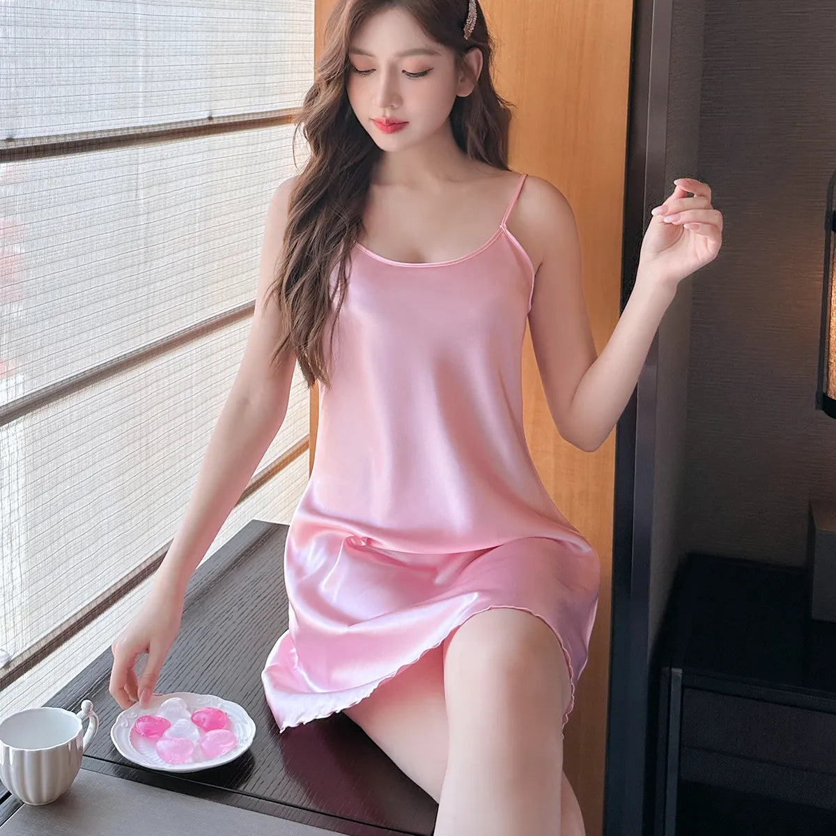 Silky Soft Sleep & Lounge Mini Dress - Pink