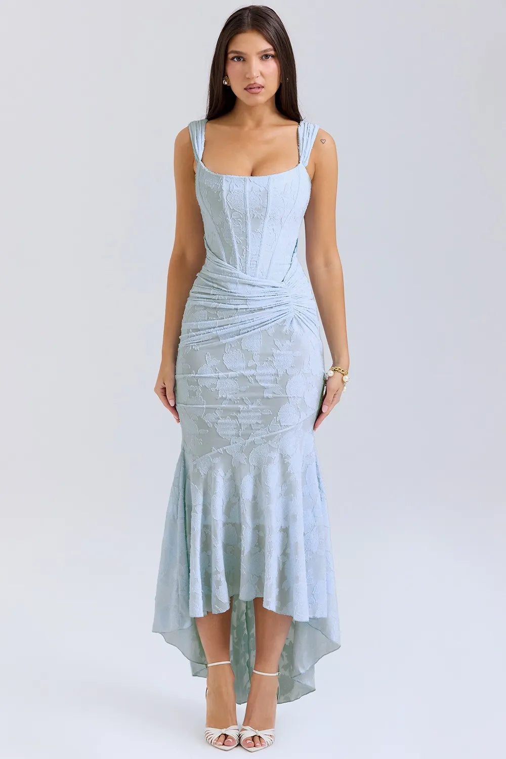 Celeste Jacquard High-Low Midi Dress