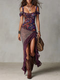 Boho Patchwork Mesh Maxi Dress