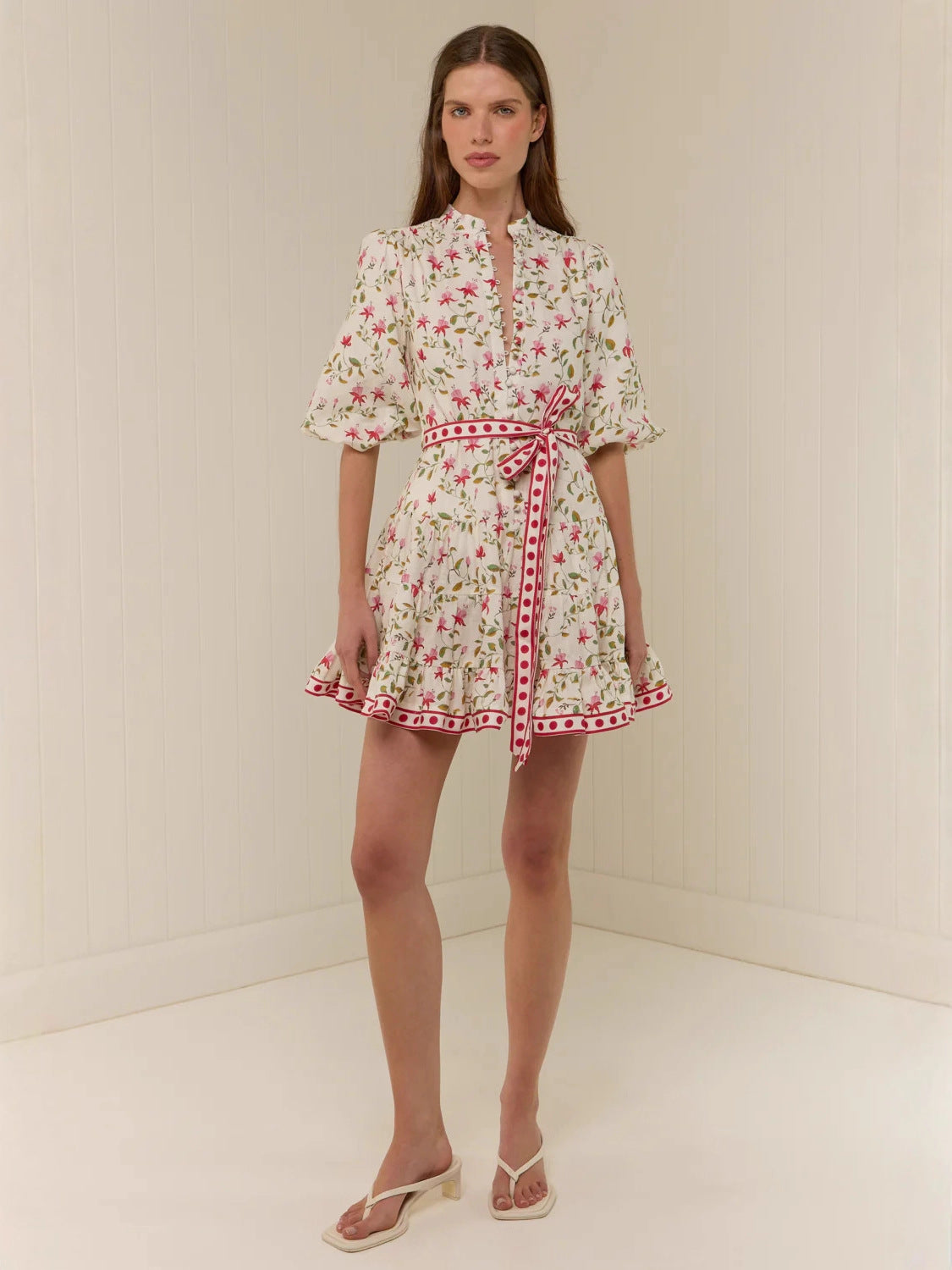 Rosalie Bloom Tie-Waist Mini Dress