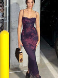 Midnight Bloom Lace Mesh Maxi Dress
