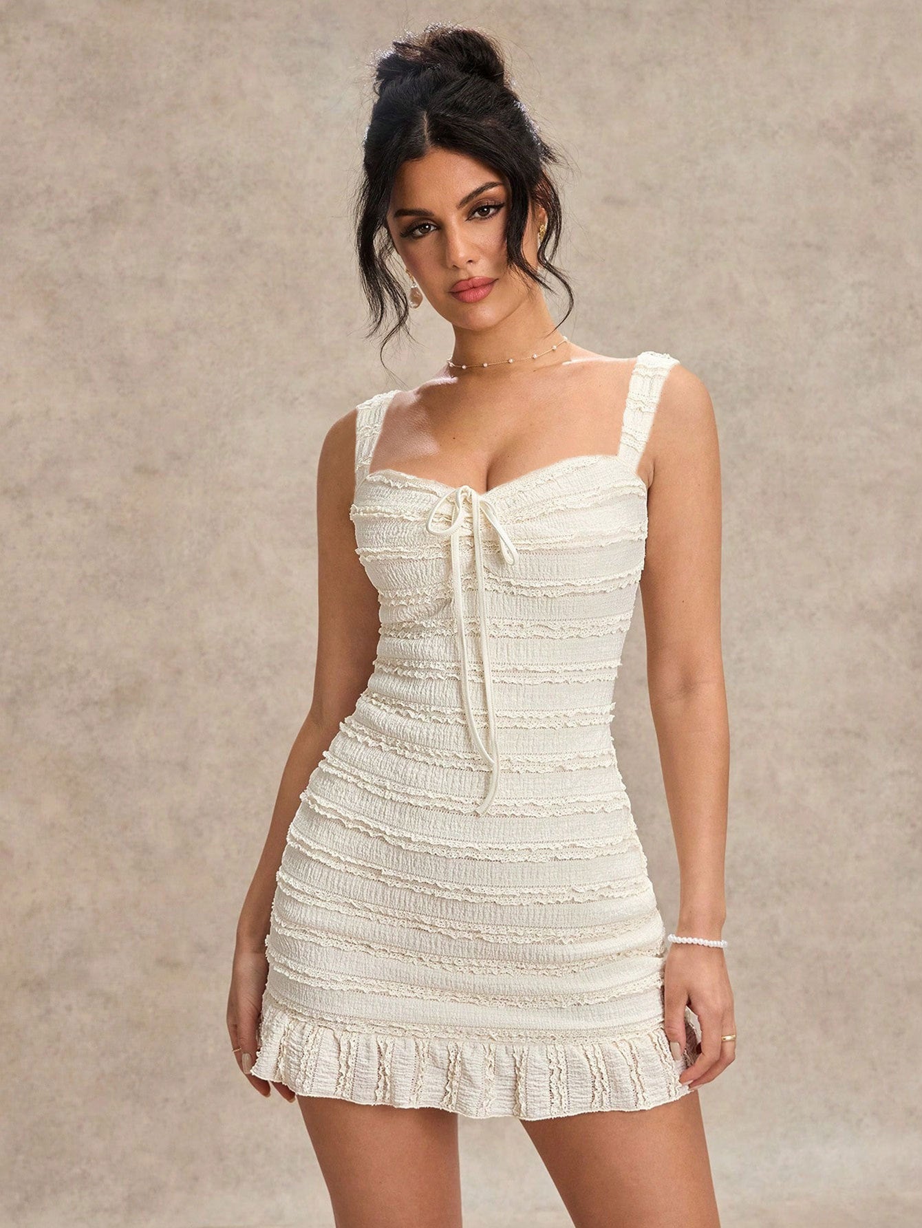 Elara Lace Knit Bodycon Mini Dress