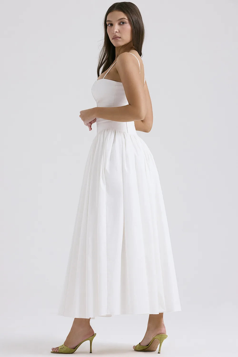 Celeste Corset Midi Dress - White