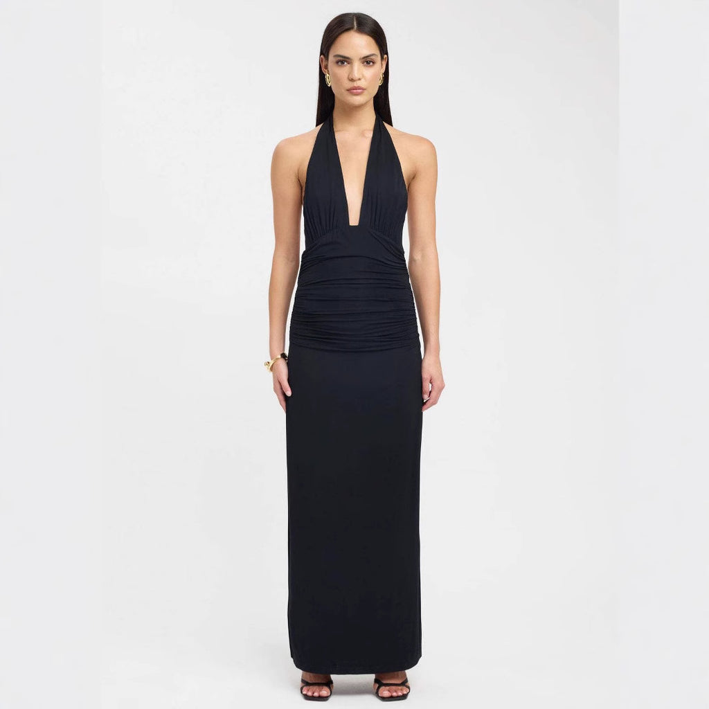 Midnight Muse Halter Maxi Dress