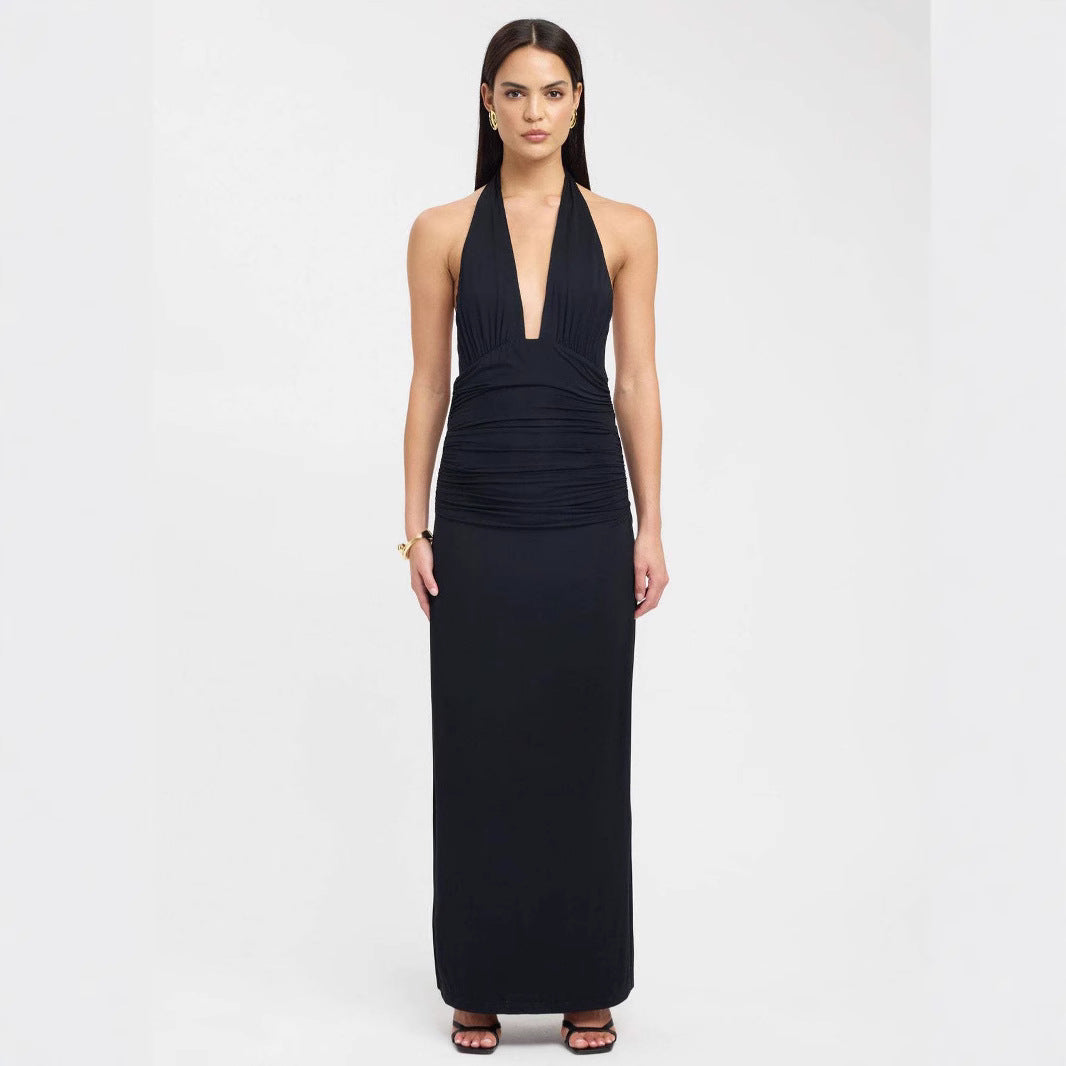 Midnight Muse Halter Maxi Dress