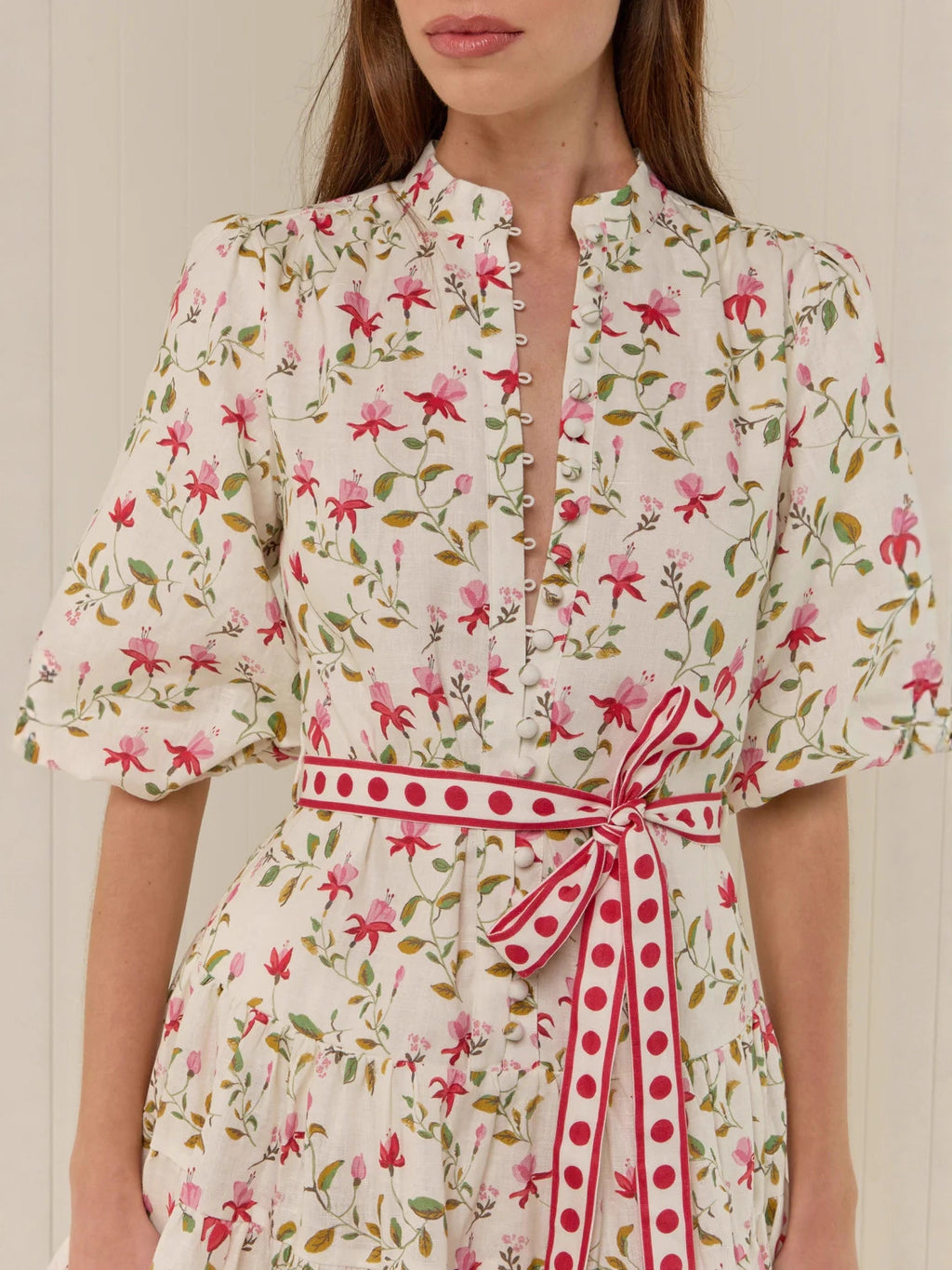 Rosalie Bloom Tie-Waist Mini Dress