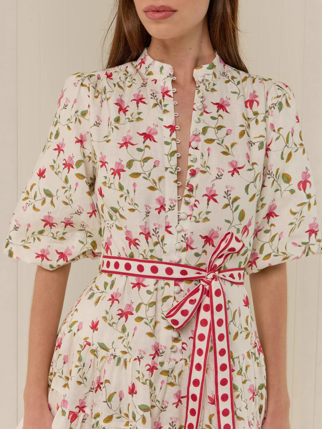 Rosalie Bloom Tie-Waist Mini Dress
