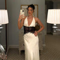 Evelyn Lace Panel Halter Satin Maxi Dress