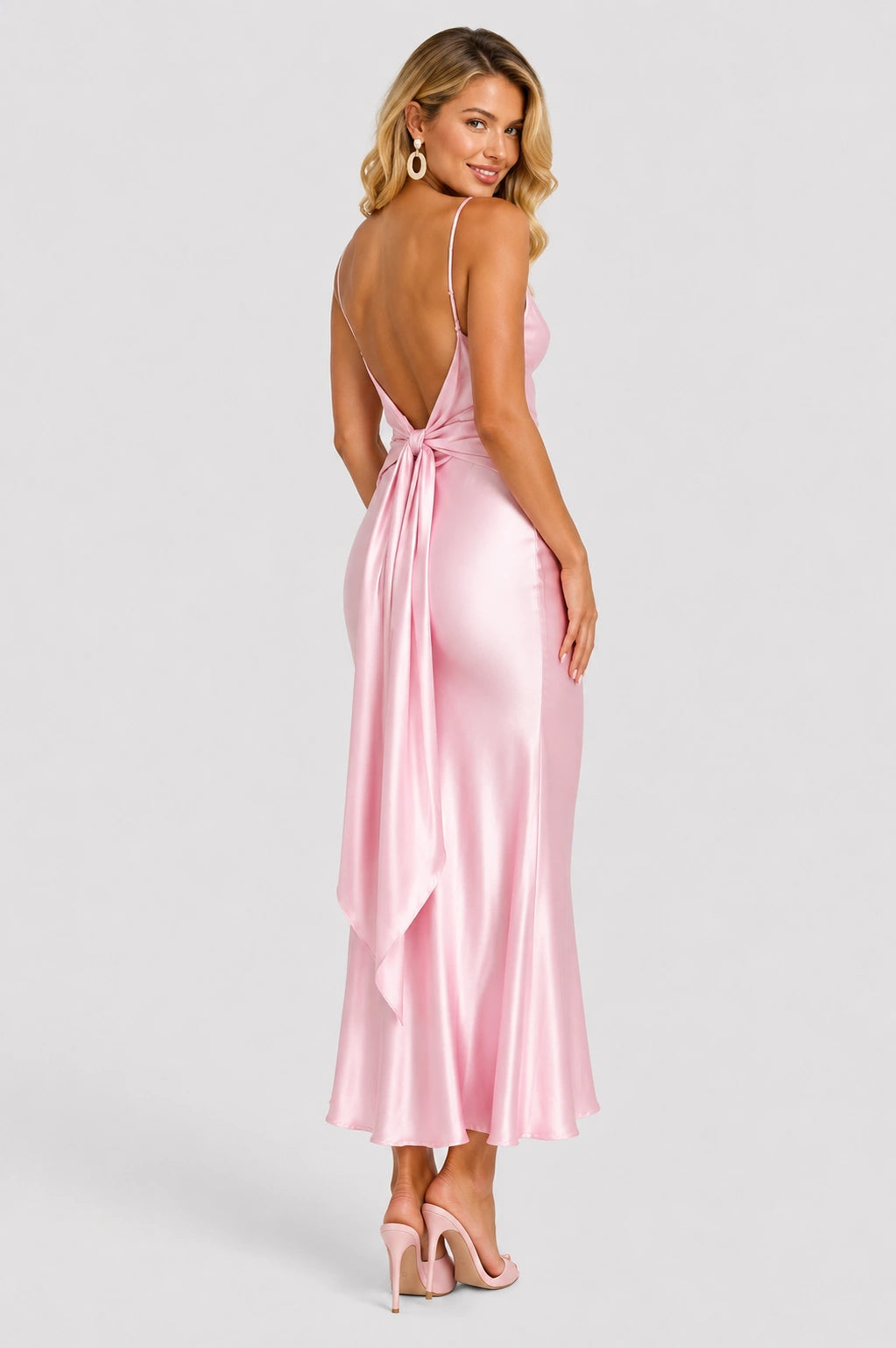 Rosalie Satin Slip Maxi Dress - Blush Pink