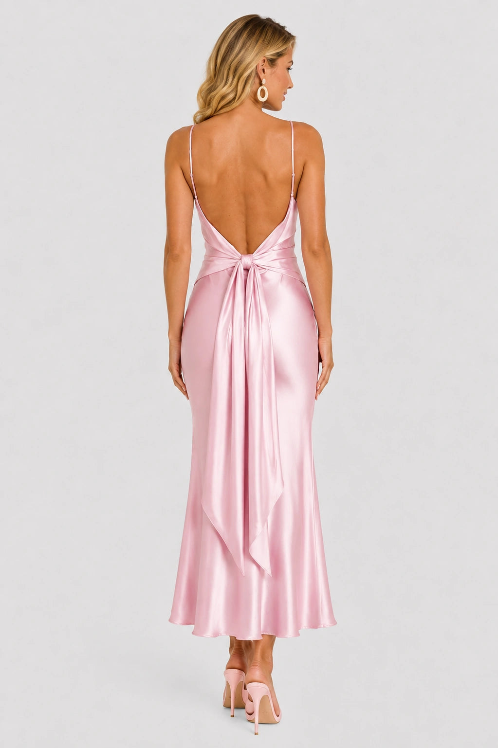 Rosalie Satin Slip Maxi Dress - Blush Pink