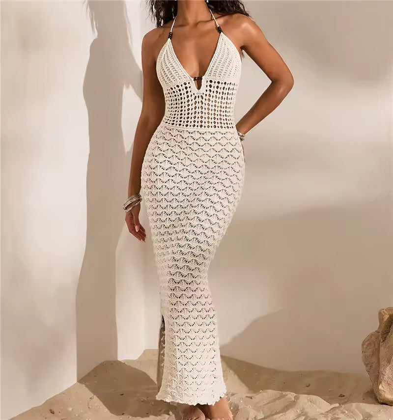 Sienna Crochet Halter Maxi Dress