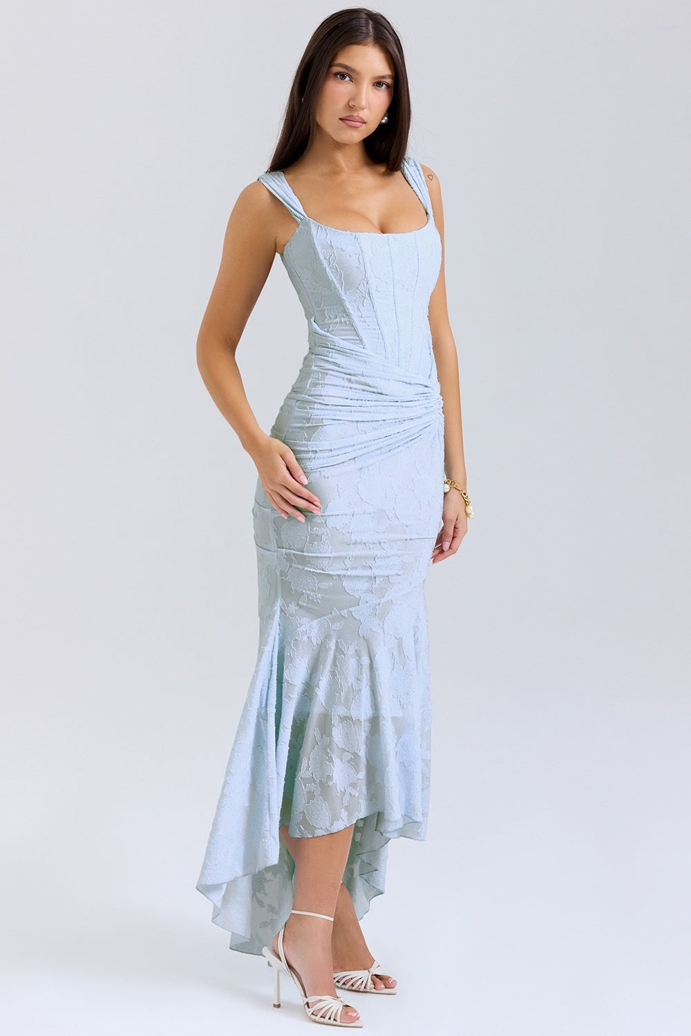 Celeste Jacquard High-Low Midi Dress