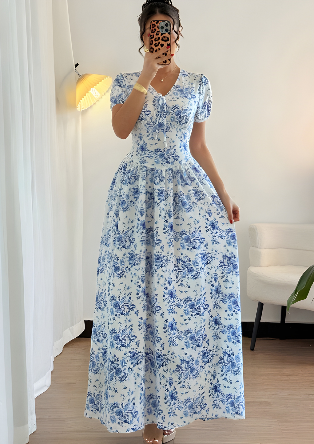 Rosalie Floral Maxi Dress - Blue