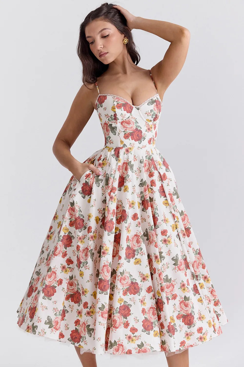 Waistband Sexy Space Girl Midi Dress - Rose