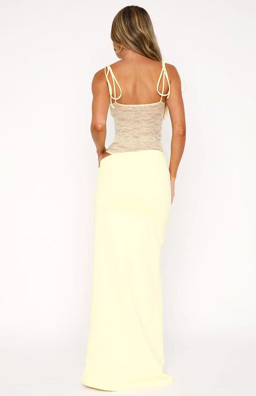 Celeste Lace Panel Maxi Dress - Light apricot