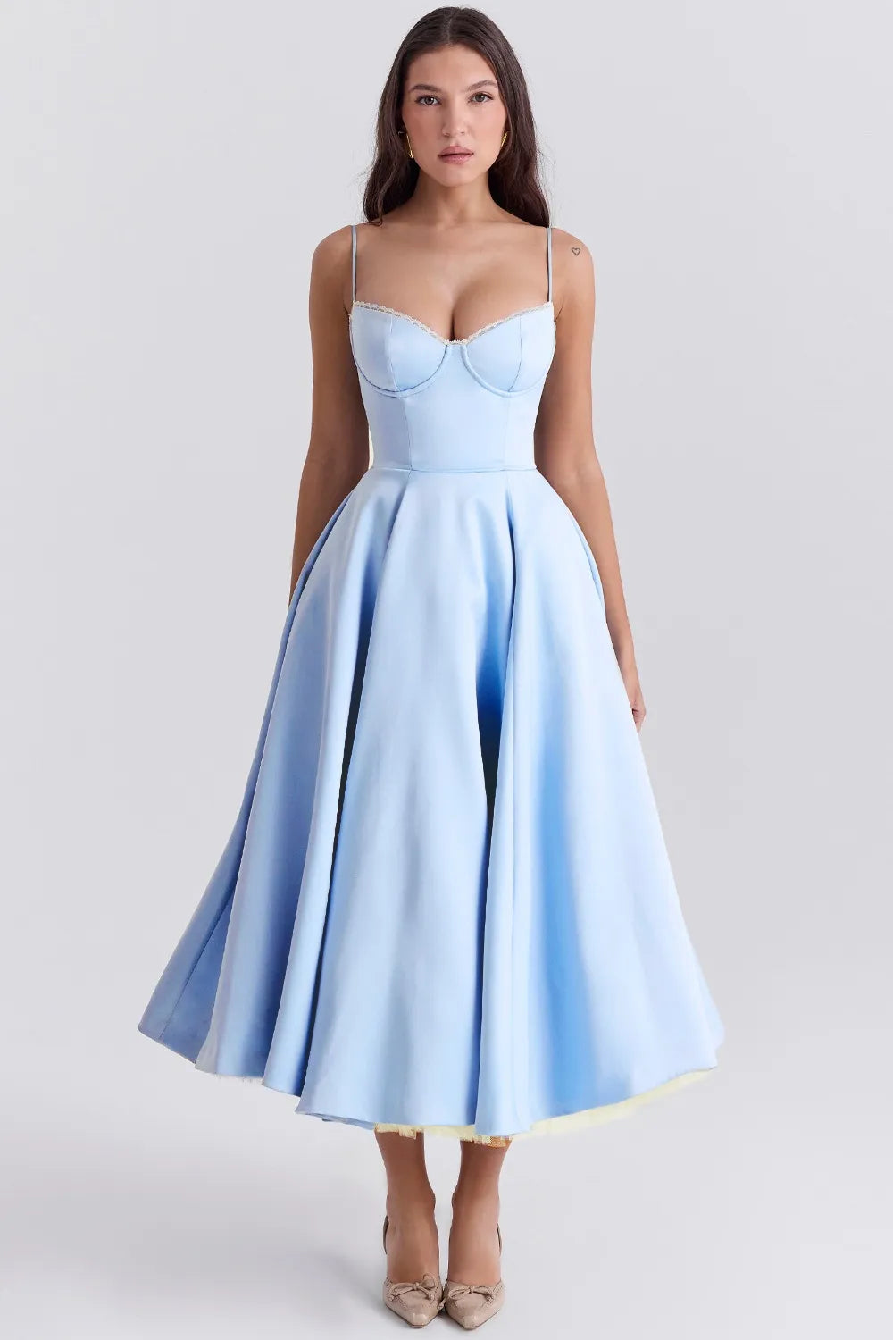 Waistband Sexy Space Girl Midi Dress - Blue