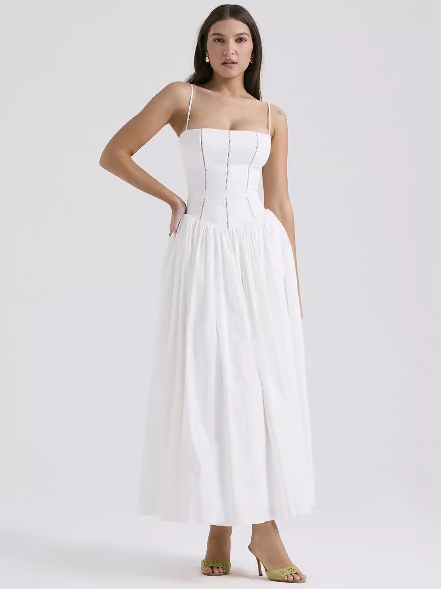 Celeste Corset Midi Dress - White