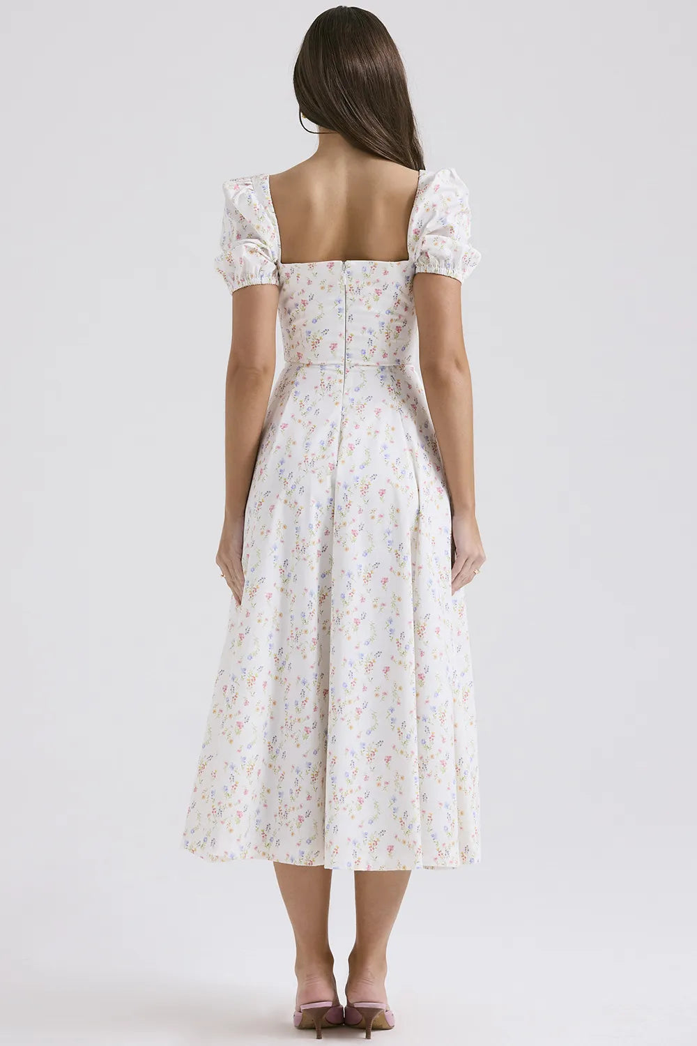 Celeste Corset Midi Dress - Short Sleeve White