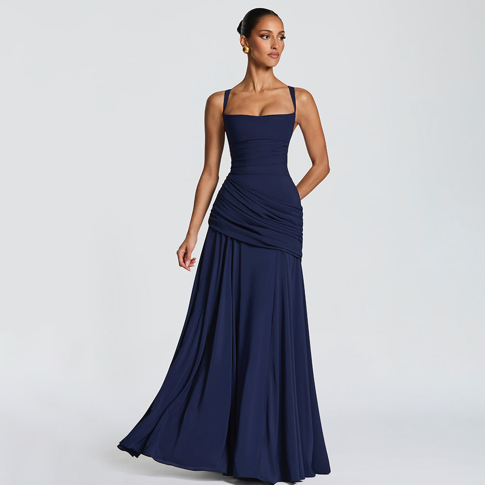Midnight Romance Strapless Satin Maxi Dress