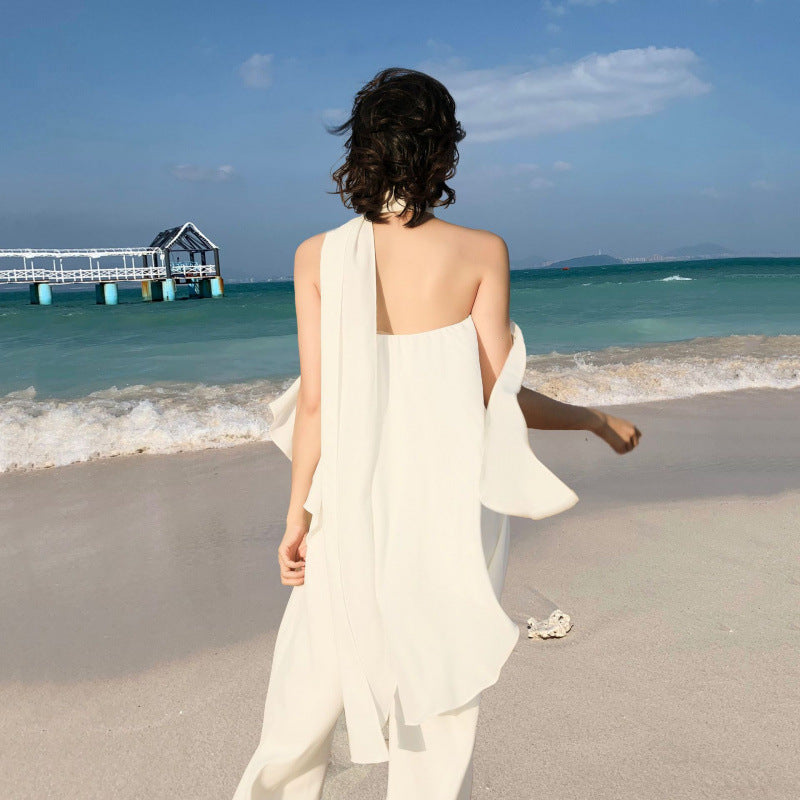 High-Waisted Wide-Leg Beach Jumpsuit