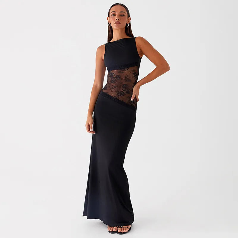 Midnight Lace Contour Maxi Dress