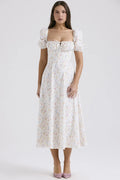Celeste Corset Midi Dress - Short Sleeve White