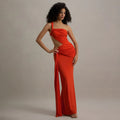Seraphina One-Shoulder Cut-Out Maxi Dress - Orange Red