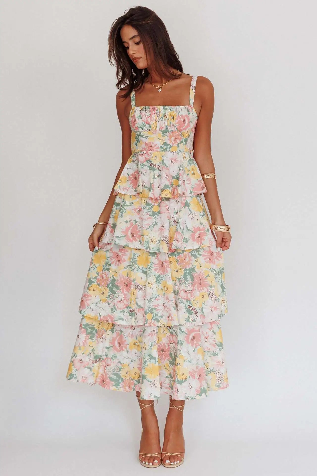 Summer Bloom Tiered Maxi Dress - Violet