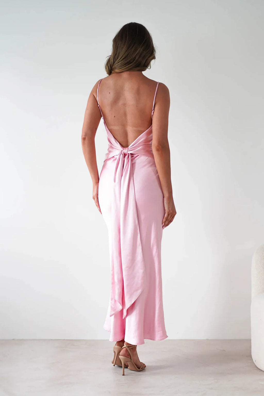 Rosalie Satin Slip Maxi Dress - Blush Pink