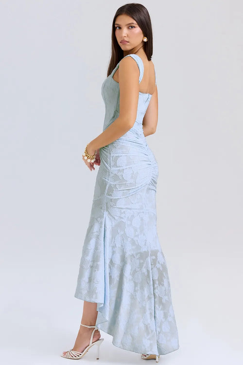 Celeste Jacquard High-Low Midi Dress