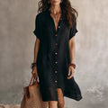 Harper Relaxed Button-Front Midi Dress