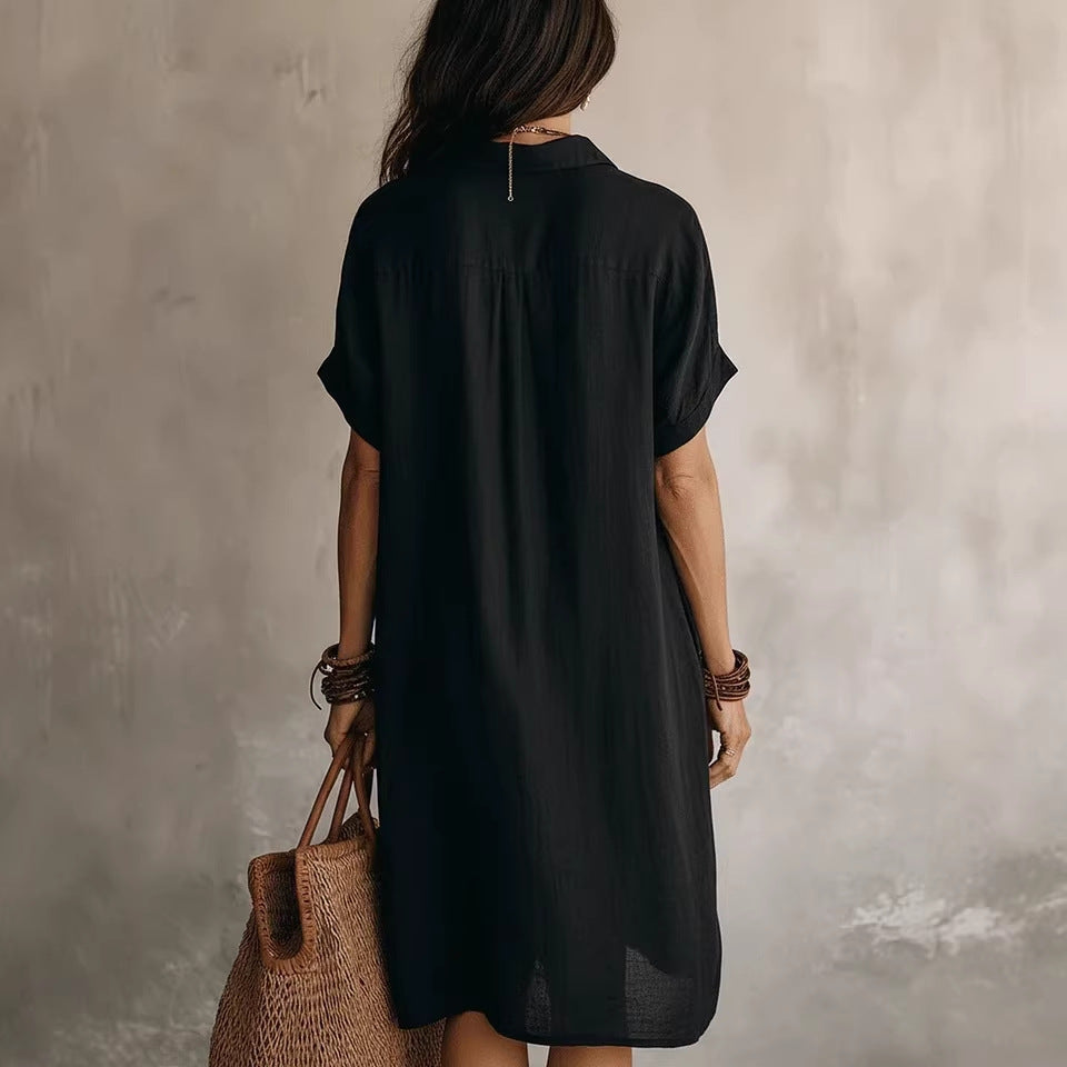 Harper Relaxed Button-Front Midi Dress
