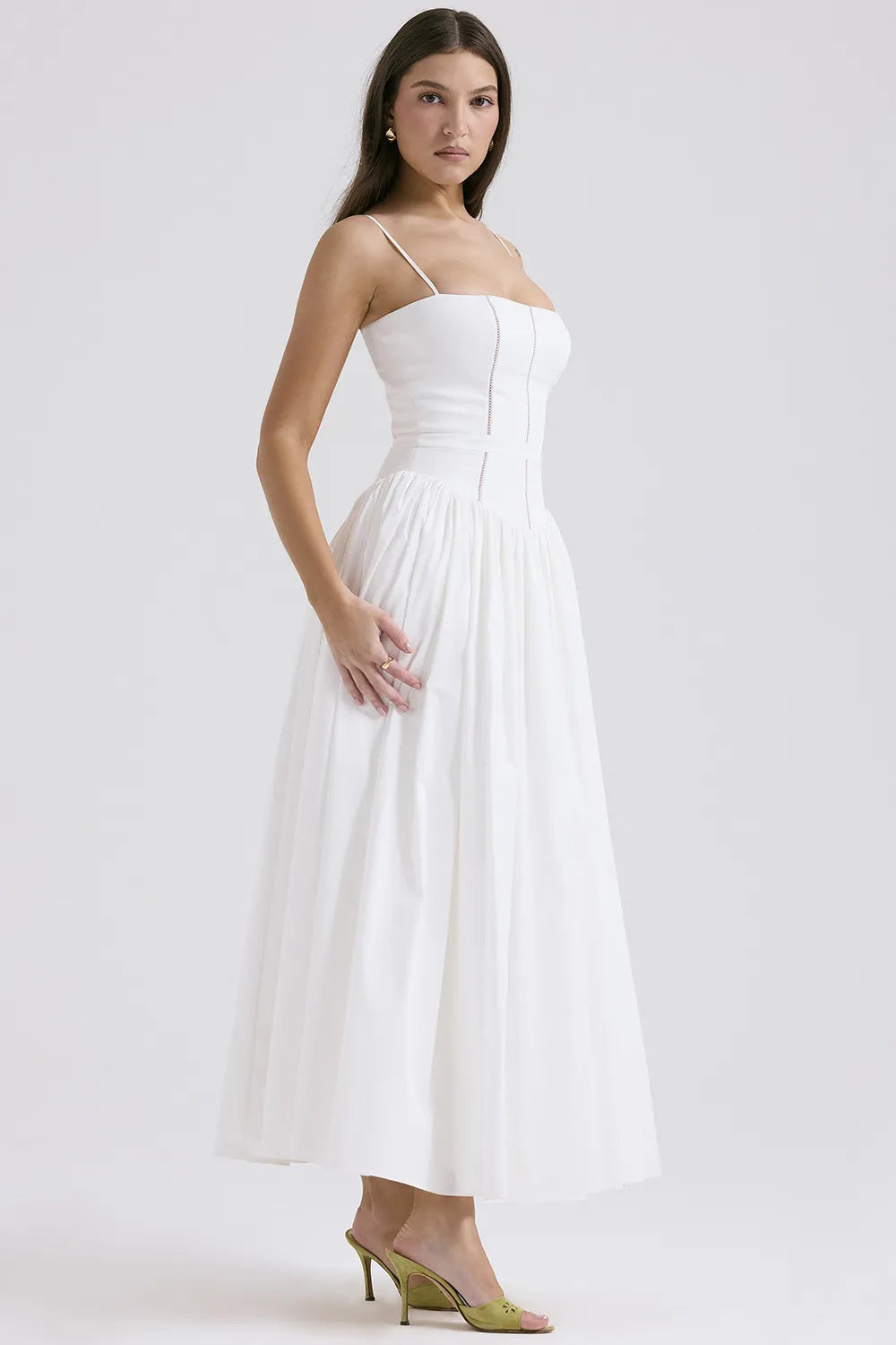 Celeste Corset Midi Dress - White