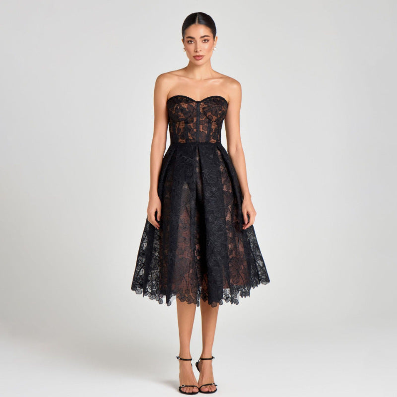 Midnight Romance Lace Midi Dress